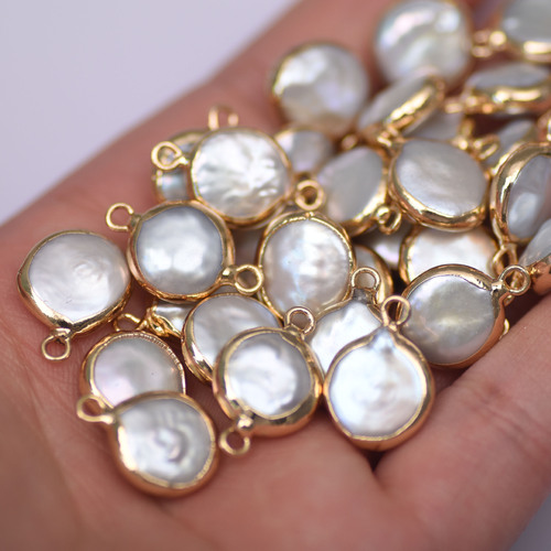 Zhuji natural fresh water pearl button edge baroque scattered beads DIY necklace pendant connector accessories wholesale