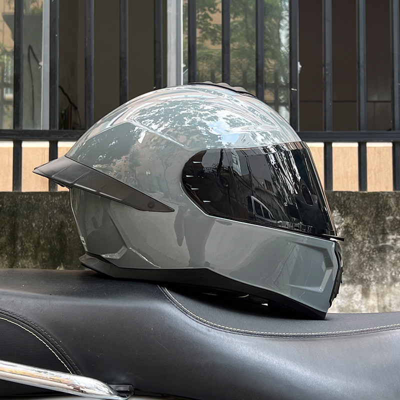 Casco de Motocicleta Certificado ORZ3c para Hombre y Mujer, Casco Integral de Doble Lente, Alerón Trasero Personalizado de Verano, Estilo Semi-Integral con Bluetooth