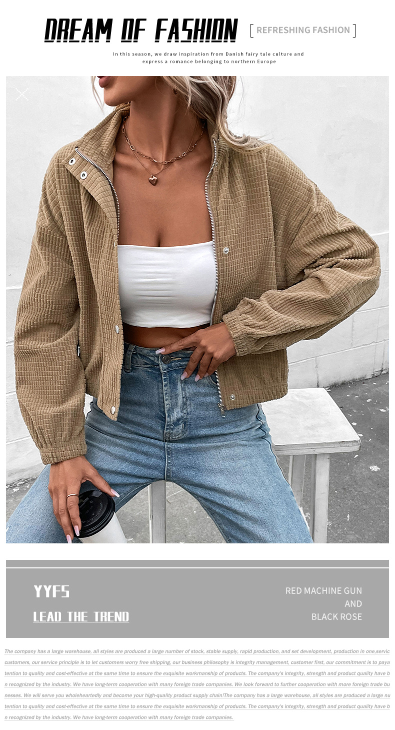 Vestes d'automne et d'hiver en velours côtelé pour femmes, nouvelle collection_voghion.com