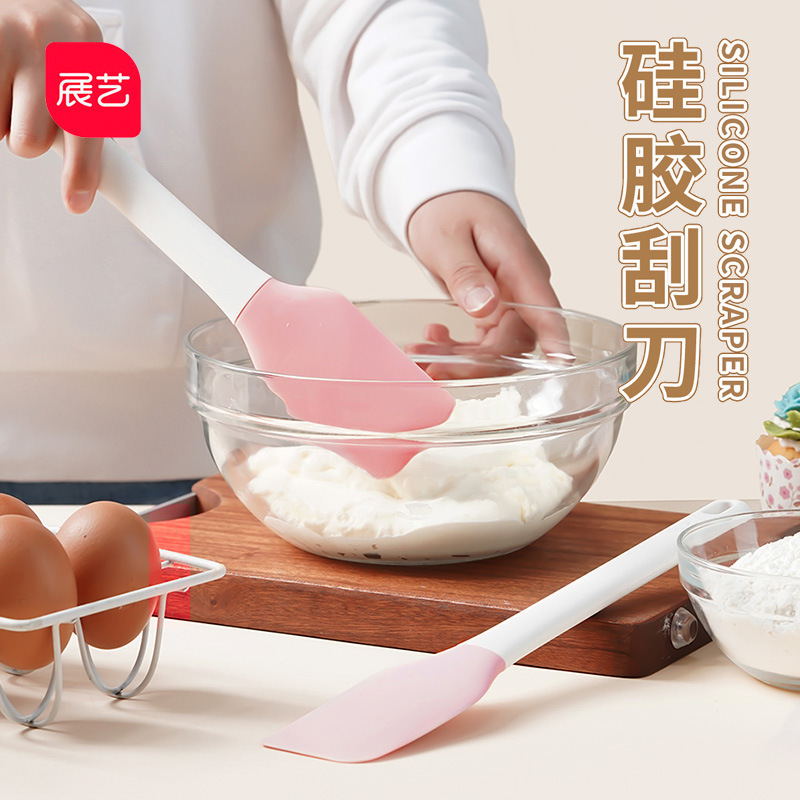 Exhibition art high temperature resistant integrated silicone scraper crisp cream scraper spatula mixing knife baking cake shovel tool Exhibition art high temperature resistant integrated silicone scraper crisp cream scraper spatula mixing knife baking cake shovel tool