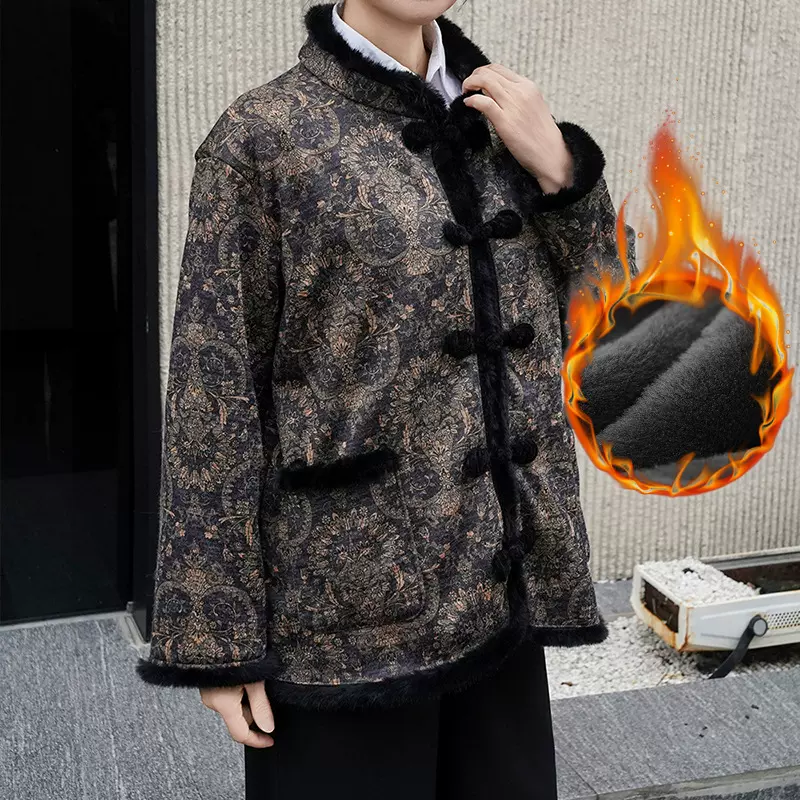 老人冬装外套新款加绒加厚中老年妈妈装棉袄加肥加大老太太棉服