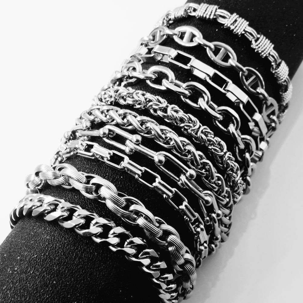 In-Stock Stainless Steel Bracelet, Bold Hip-Hop Cuban Chain, Horsewhip Chain, Keel Bracelet, Titanium Steel Men's Jewelry Accessory Chain