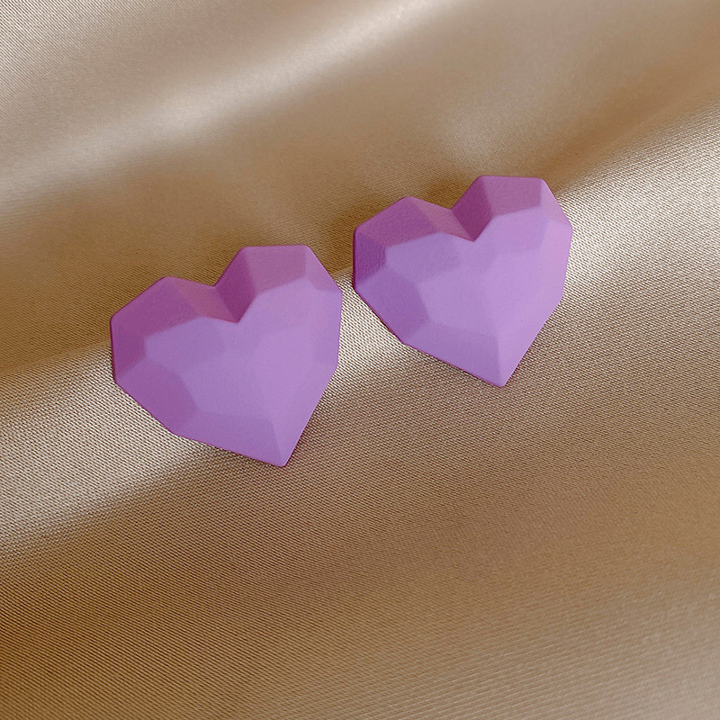 Simple Candy Color Heart-shaped Stud Earrings display picture 3