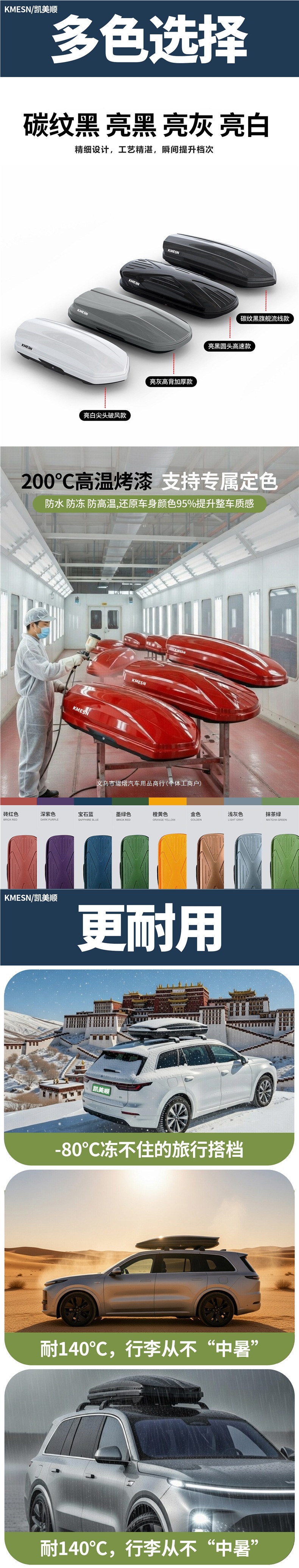 Roof luggage box, universal for SUVs, large-capacity travel box, recessed car roof box, roof luggage accessory