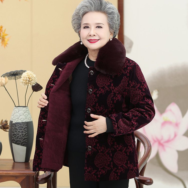 中老年人冬装女奶奶棉衣70岁老太太棉袄80妈妈加绒厚衣服秋装外套
