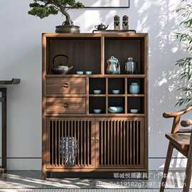 中式老榆木餐边柜客厅靠墙整理收纳柜茶具文玩摆件陈列架博古架