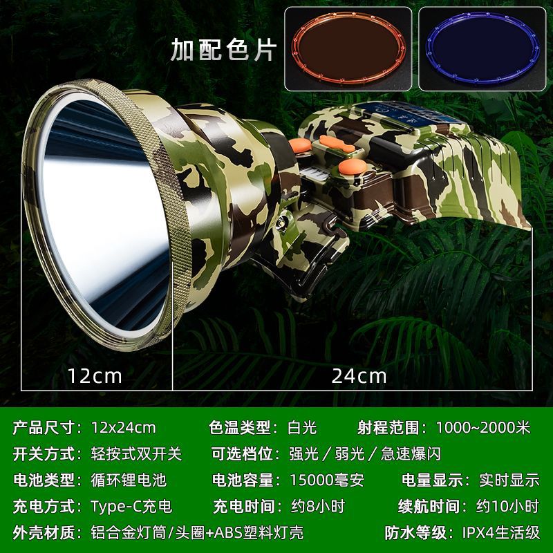 Faros LED de batería de litio de cabeza, faros de carga de larga duración, faros al aire libre, faros transfronterizos en el sudeste asiático