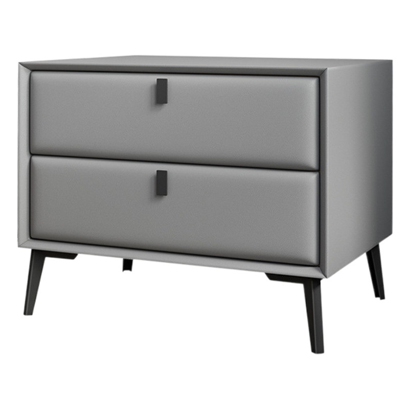 Luz nórdica mesita de noche de lujo de cuero de madera maciza simple moderno dormitorio gris dormitorio almacenamiento cama de almacenamiento armario lateral
