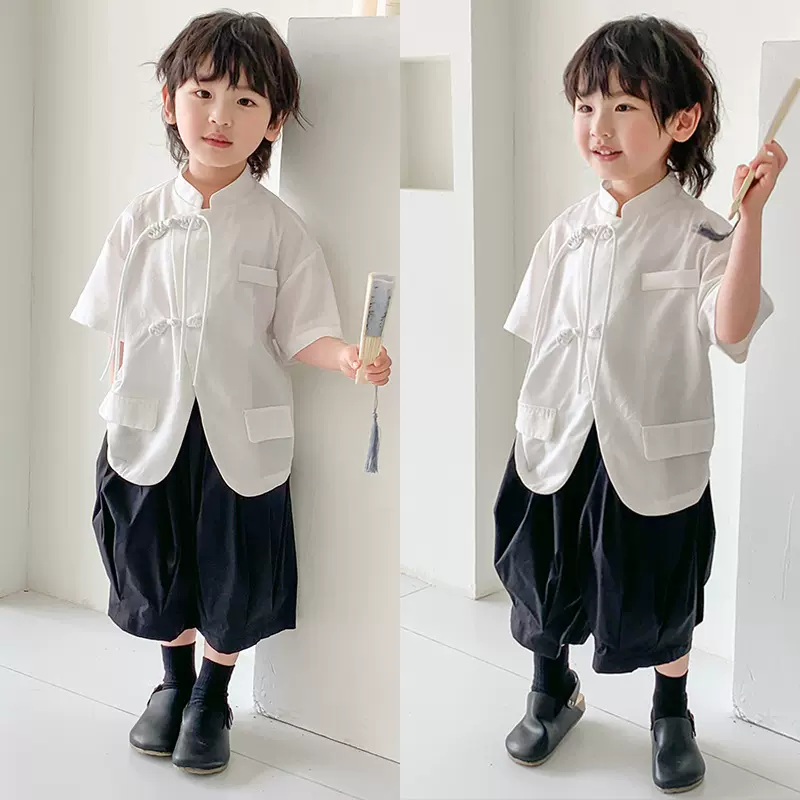儿童装男童汉服夏装套装2025新款短袖中大童唐装夏季中国风男孩潮