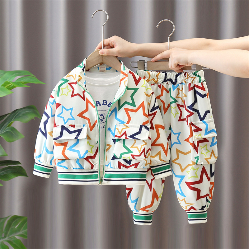 6323 Traje de ropa deportiva de otoño para niños 2025 nueva ropa para niños de la calle frita primavera y otoño ropa hermosa para bebés de moda