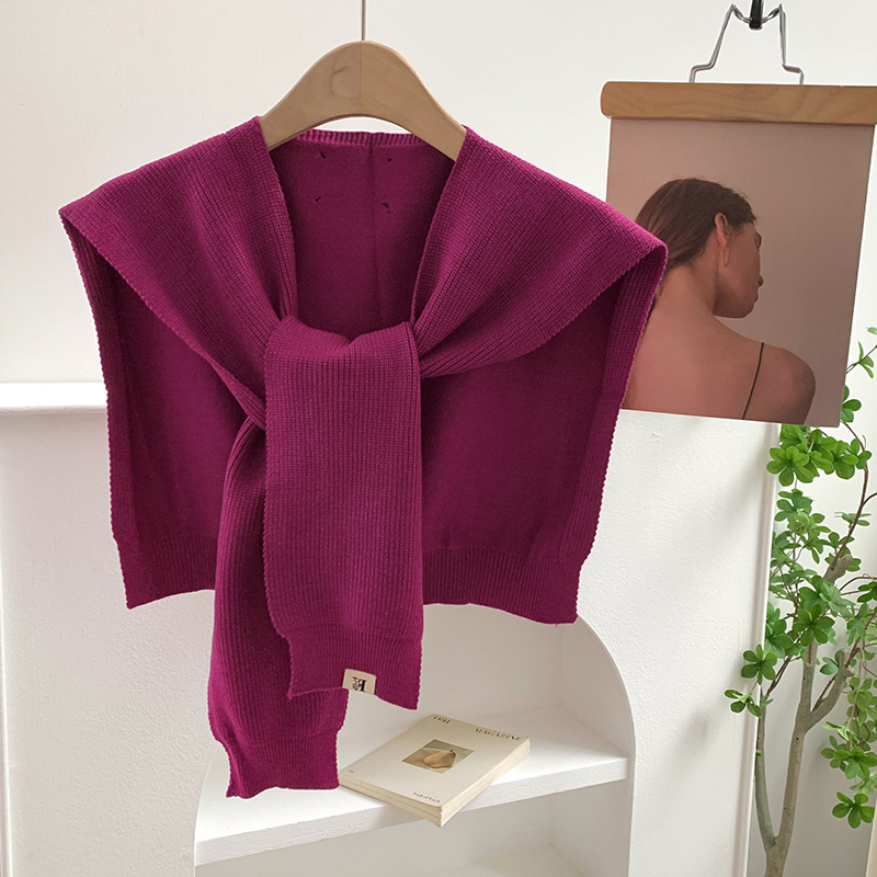 Chal de punto coreano nuevo hombro de oficina de color sólido aire acondicionado habitación exterior para proteger el cuello bufandas cálidas moda exterior