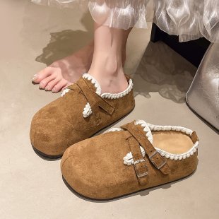 复古松糕厚底内增高包头半拖鞋女外穿2025新款秋季一脚蹬博肯单鞋|undefined