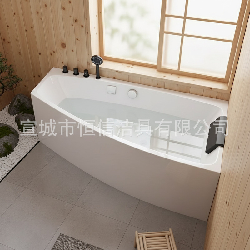 Acrylic Household Bathtub Integrated Freestanding Hotel and Guesthouse Fan-Shaped Curved Single-Person Bathtub Foreign Trade Wholesale Factory Acrylic Household Bathtub Integrated Freestanding Hotel and Guesthouse Fan-Shaped Curved Single-Person Bathtub Foreign Trade Wholesale Factory