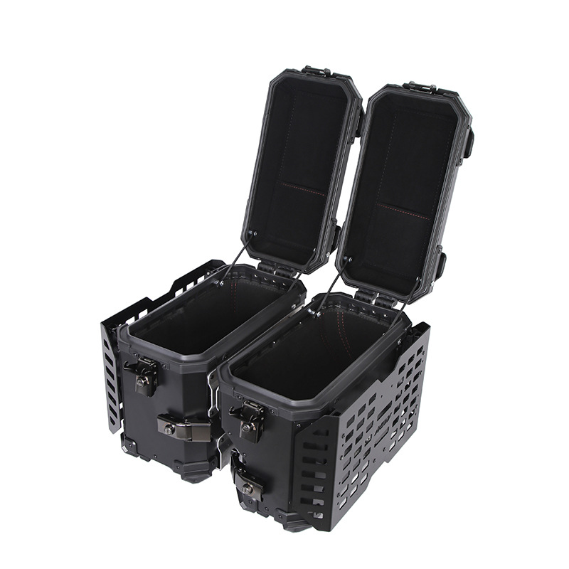 38L Right-Side Multifunctional Armored Black Aluminum Alloy Three-Box Motorcycle Tail Box Side Box Motorcycle Camping Style Trunk