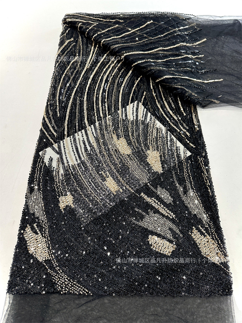 Tubo de cuentas Lentejuelas bordado tela de malla vestido de noche tela de moda Beaded Sequin lace spot