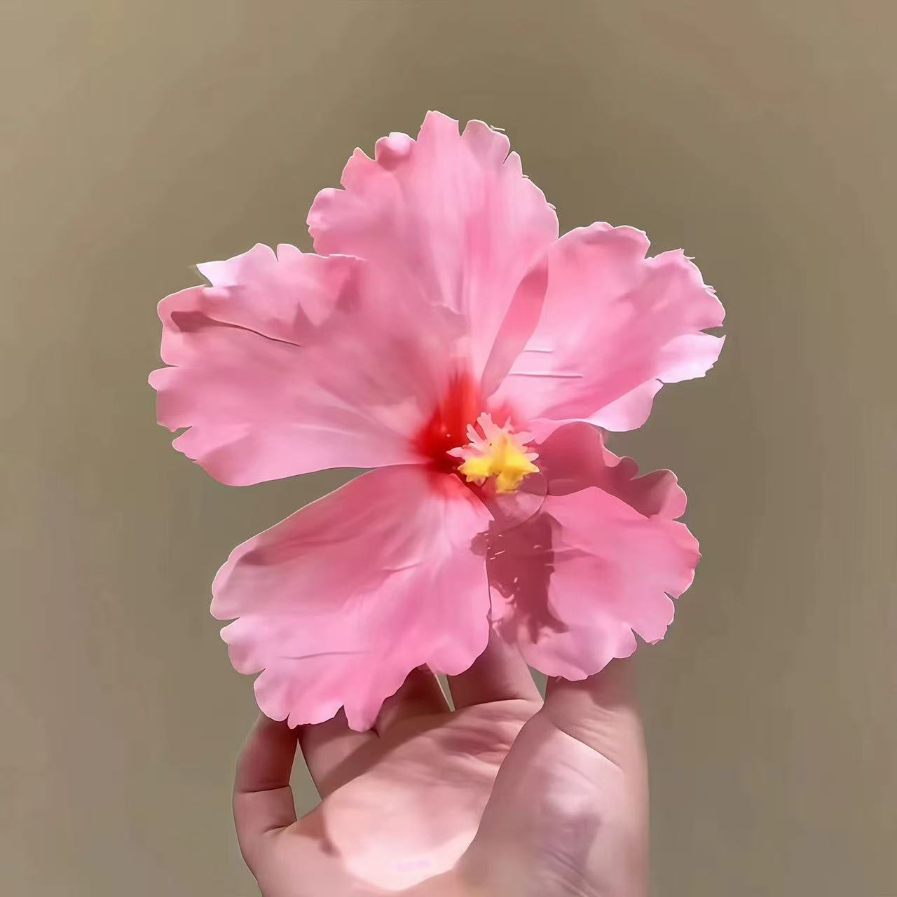 핑크 히비스커스 꽃 머리핀