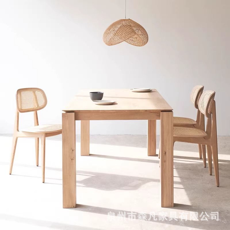 Nordic Minimalist Solid Wood Dining Table, White Ash Wood, Living Room Home Office Desk, Work Table, Meeting Table, Conference Long Table, Dining Table