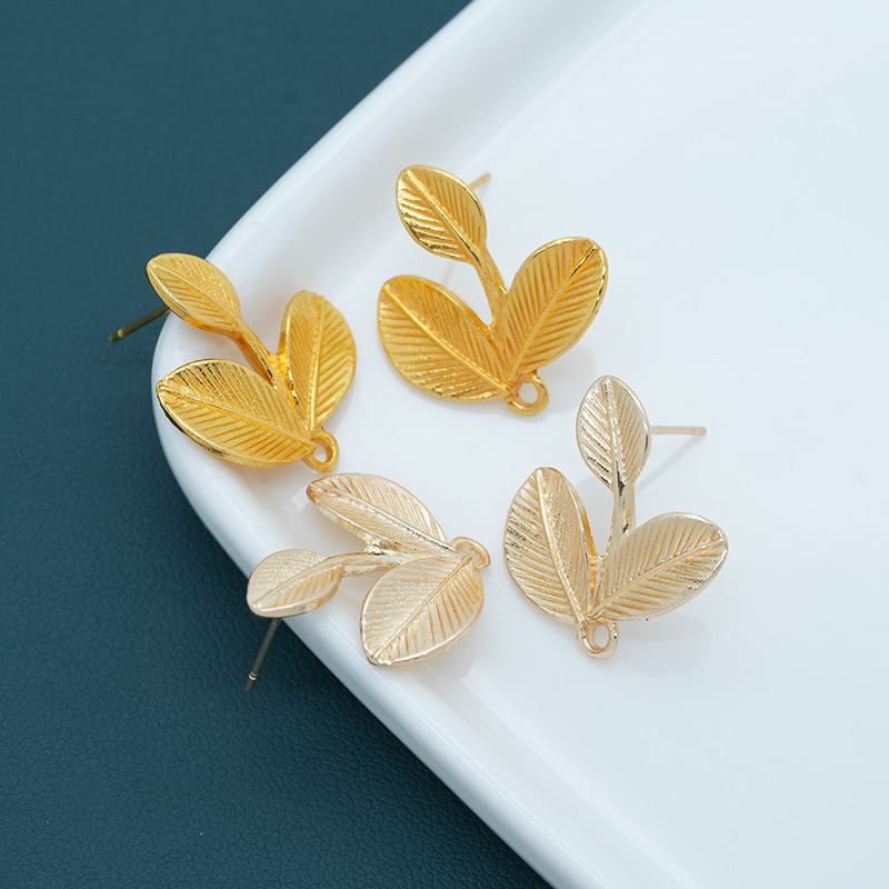 diy饰品配件复古树叶合金饰品耳饰耳钉保色小清新春季耳挂配饰
