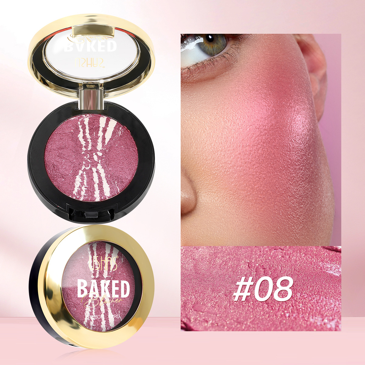 USHAS Transfronterizo Amazon Hot Sale Blush Waterproof Durable Gradient Blush UF061A + B