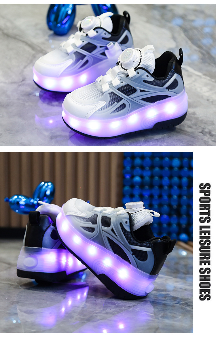 Aufladen Bunte Lichtschuhe Laufpferd Lichtknopf Lichtschuhe Mädchen Jungen mit Lichtschuhen Doppelrollschuhen_voghion.com