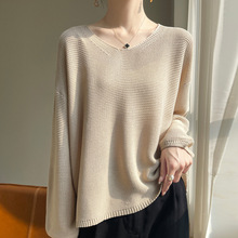 2025秋冬新款女士亚麻针织衫宽松慵懒套头防晒罩外搭长袖薄款上衣