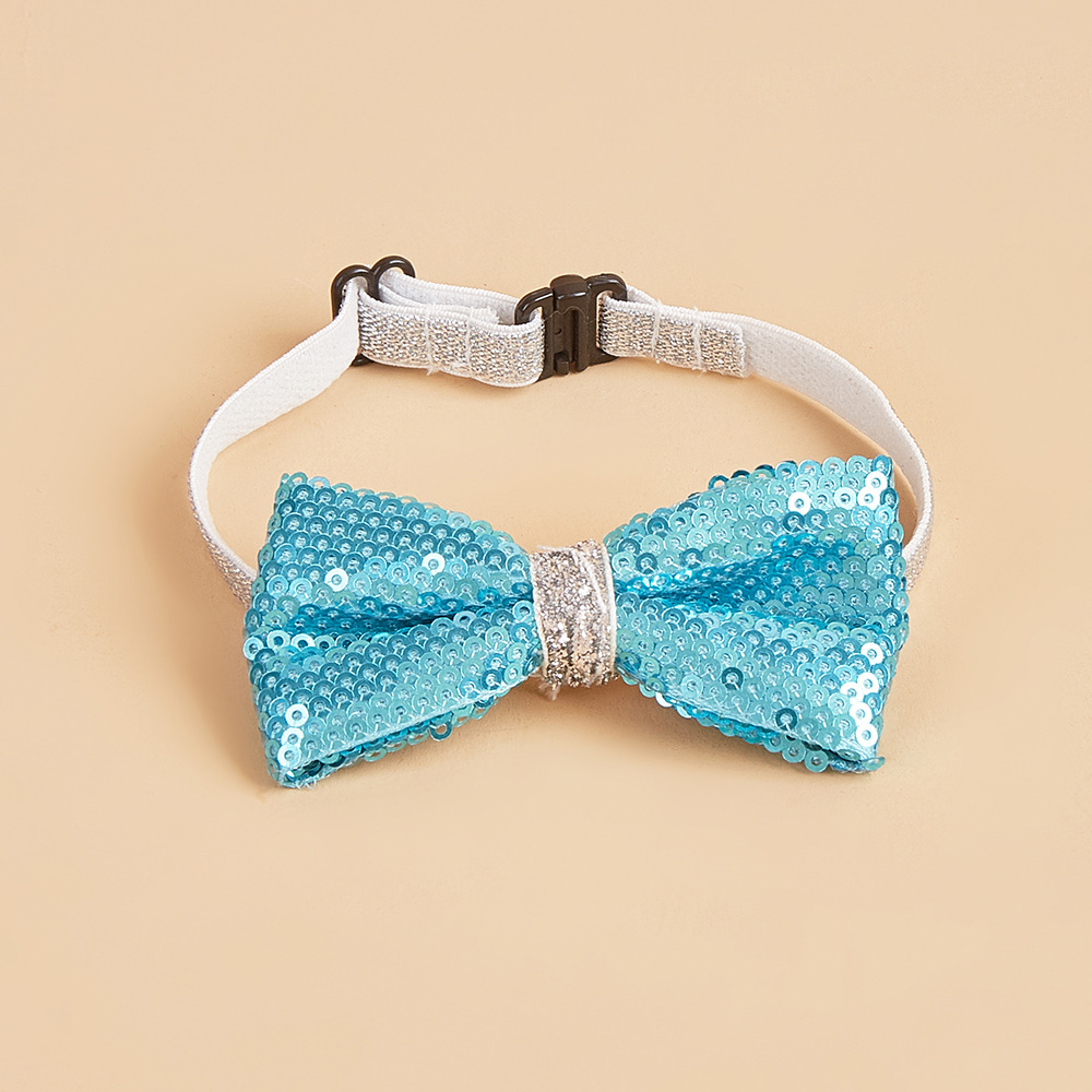 Ventas de la fábrica en stock lentejuelas pajarita PET pajarita avanzada de lentejuelas gato perro arco ajustable accesorios para mascotas