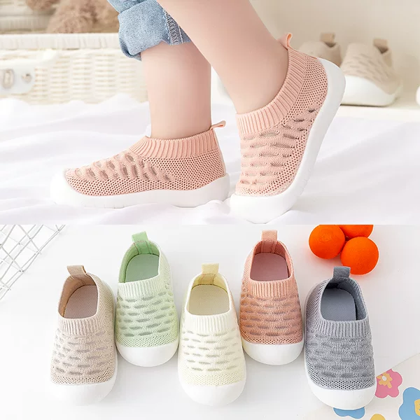 Baby toddler shoes soft-soled indoor non-slip fly-woven mesh breathable baby shoes 1-3 years old baby toddler shoes cross-border