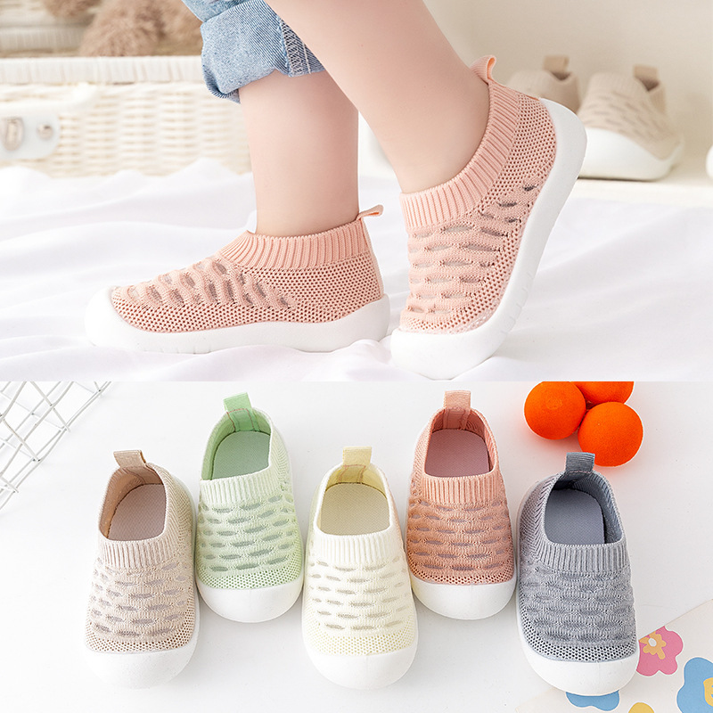 Baby toddler shoes soft-soled indoor non-slip fly-woven mesh breathable baby shoes 1-3 years old baby toddler shoes cross-border