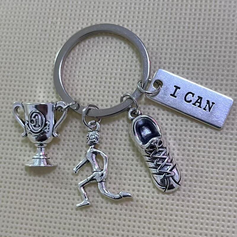 I Can Track and Field Commemorative Small Pendant Track and Field Runner Ball Trophy Competition Gift Keychain
