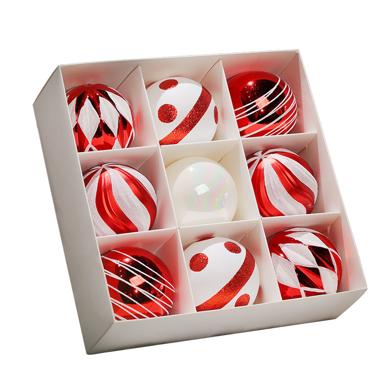 Navidad bola de color 6cm bola de plástico galvanizado color mixto bola de Navidad pintada 9 piezas juego de decoración navideña colgante bola colgante