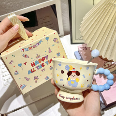 Ins風子犬マグカップ高颜値カップ陶磁器カップルカップは女の子に誕生日プレゼントをプレゼントします