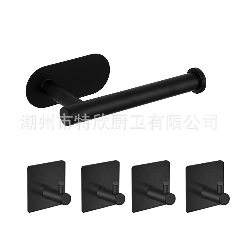 Caja de pañuelos de cocina titular de rollo negro inodoro de acero inoxidable titular de pañuelos ponche-Libre Rollo de papel higiénico rack de almacenamiento transfronterizo