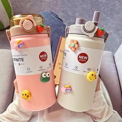 新型316ステンレス保温カップ高颜値大容量ハンドルポットかわいいダブルドリンク携帯保温カップ