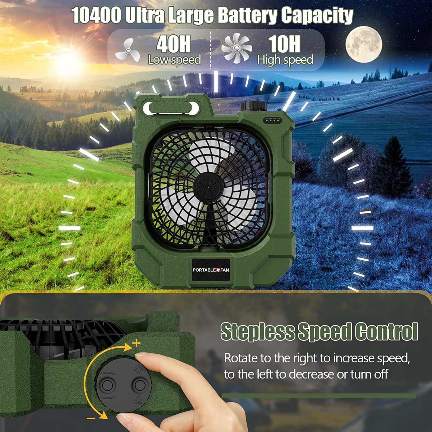 Ventilador de camping transfronterizo portátil sacudiendo la cabeza ventilador USB carga pequeño ventilador image 4