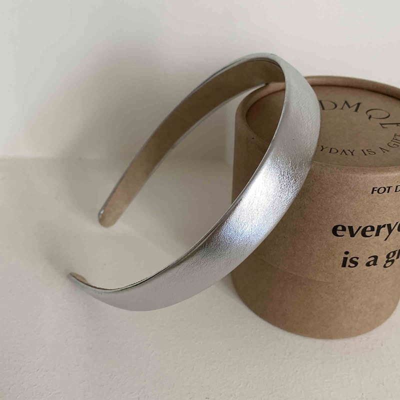 Pu leather silver hairband 2cm