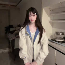 酷感女高!!!【撞色格纹】美式复古学院风连帽卫衣女宽松百搭外套
