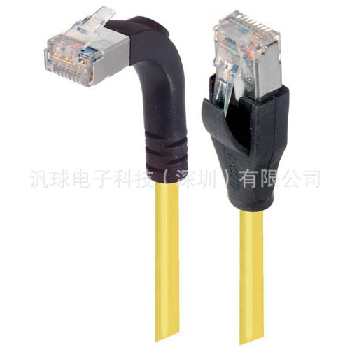 L-COM TRD815SRA2Y-1 超5类屏蔽直角型跳线RJ45黄1英尺/0.3米
