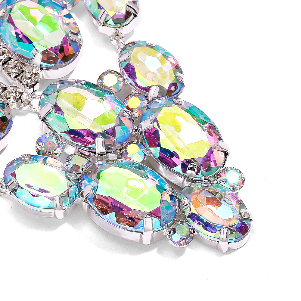 Moda europea y americana exagerada joyería traje nupcial boda rhinestone collar gota de agua pendientes joyería conjunto de joyas