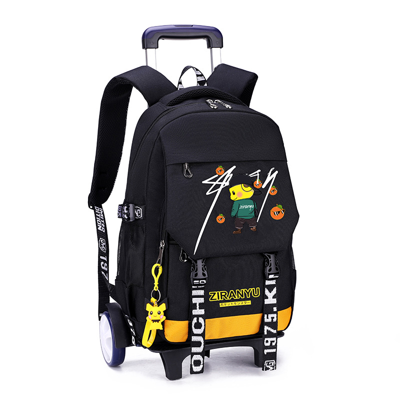 De una pieza de entrega de pescado natural carro mochila dibujos animados Dibujos Animados Escuela Primaria estudiante grado 2-6 niño seis ruedas escalera
