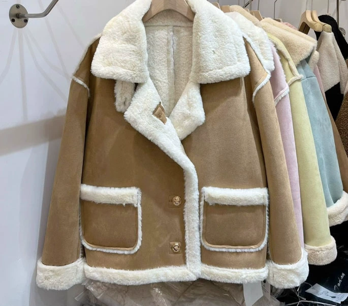 Фуксnia зимняя теплая бархатная куртка,2023, стиль Chanel