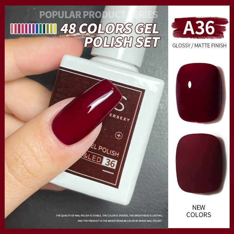Una botella de pegamento de esmalte de uñas de un color 2022 nuevo verano popular 48-color Pequeño conjunto para el salón de uñas traje completo