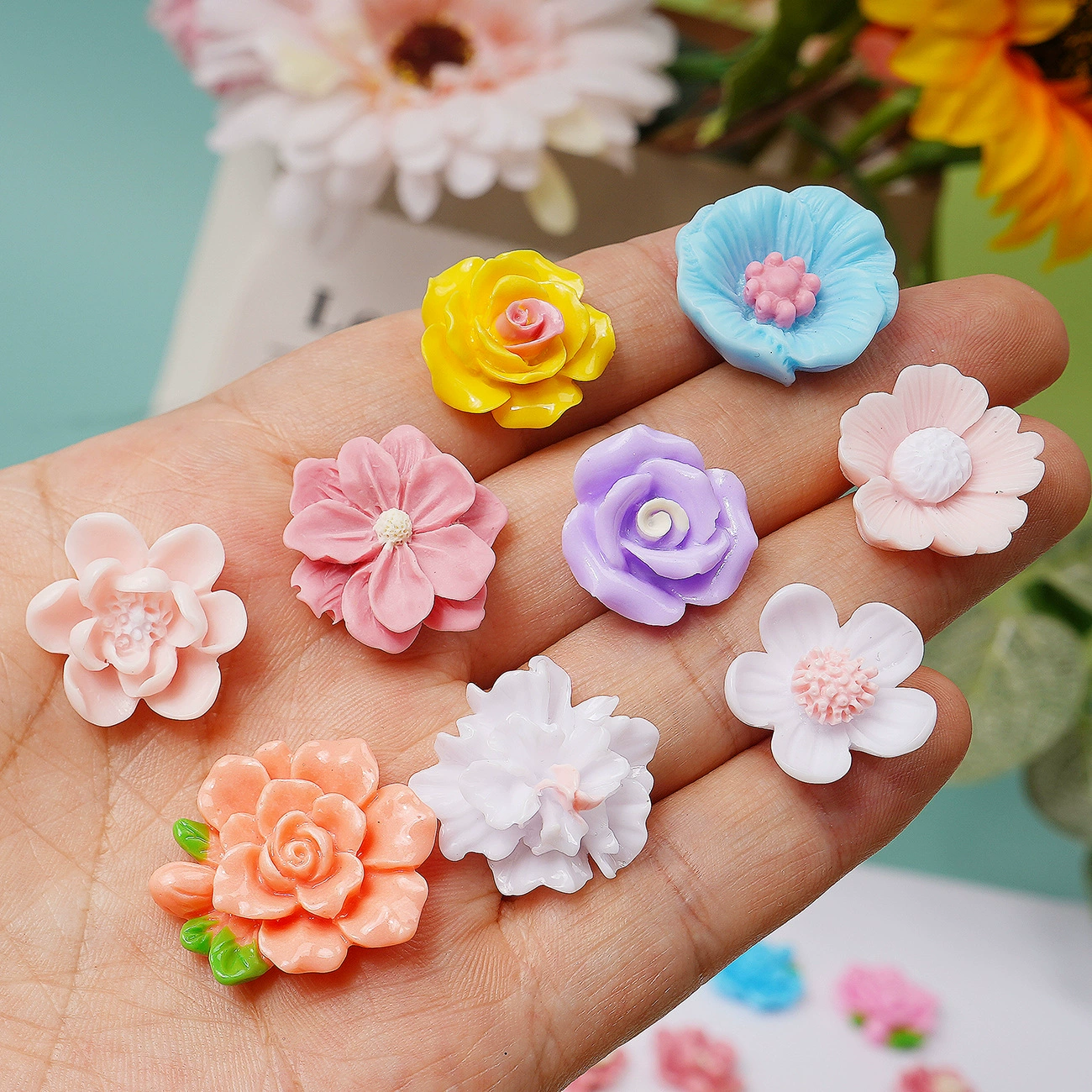 Мультяшные аксессуары для волос из смолы в виде лепестков персикового цветка, DIY заколки для волос, кремовый клей, материал для декора чехлов для телефонов