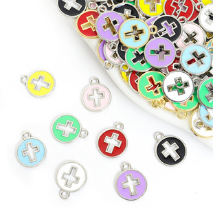 Cross-border New Products Color Oil Dropping Ring Cross Accessories Fashion DIY Jewelry Bracelet Headwear Earrings Pendant Batch