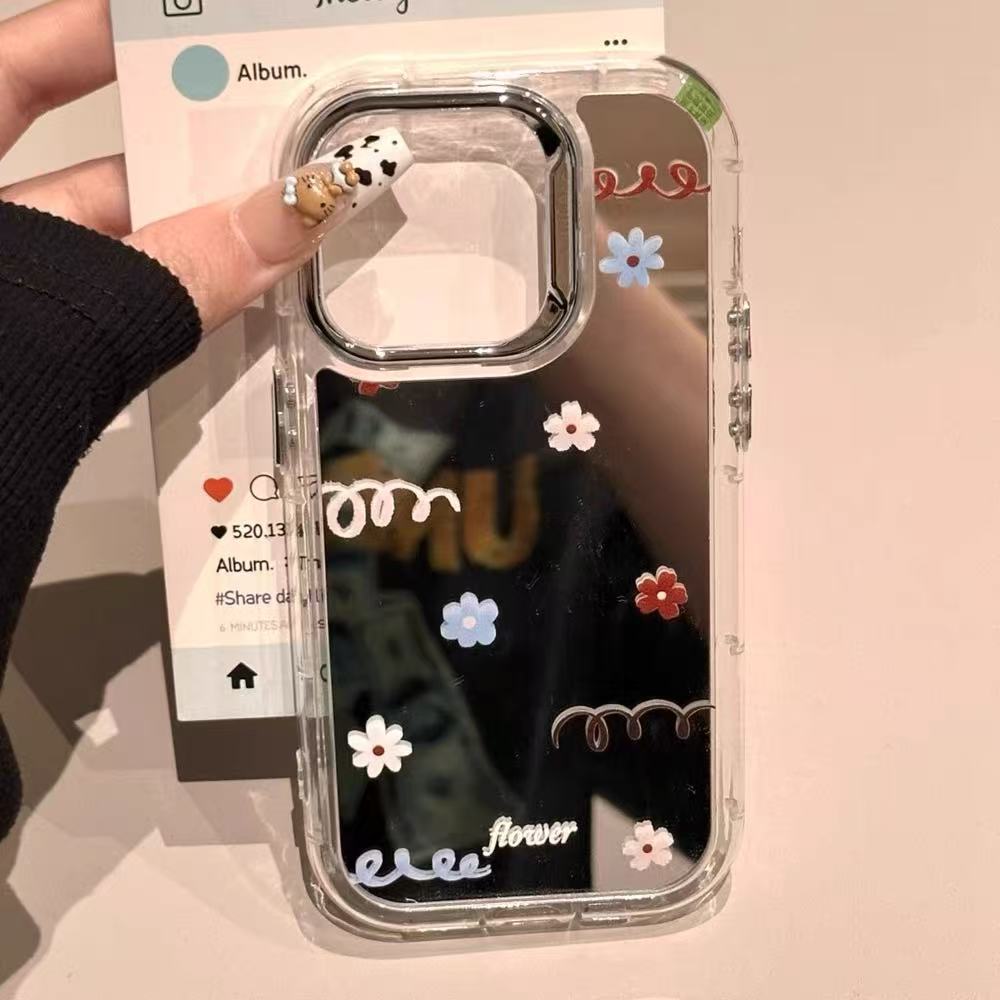 Primavera ins flores de línea simple adecuado para iphone14 soporte 16ProMax Apple 15P funda para teléfono móvil 13 mujeres
