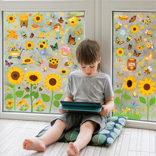 Cross-Border Spring Window Stickers Bee Butterfly Stickers Home Decoration Living Room Window Glass Stickers
