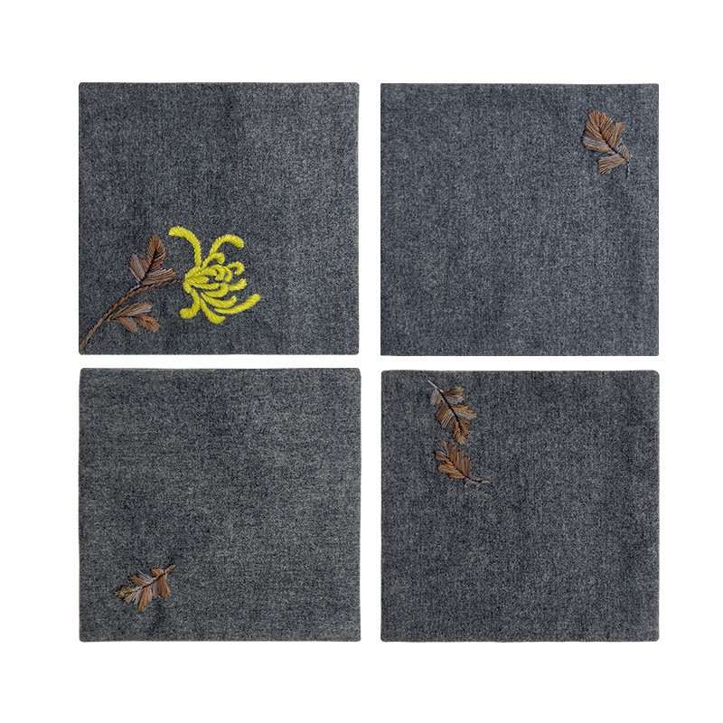 Bordado algodón y lino estera de té lu bordado zen hecho a mano diy paquete de material sala de estar absorbente traje de montaña estilo chino estera de té