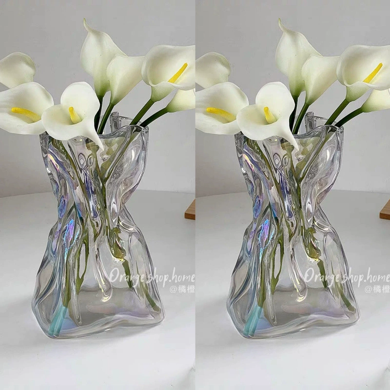 创意桌面透明简约不规则插花玻璃花瓶水养感装饰摆件民宿客厅