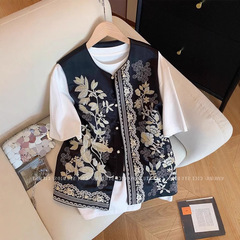 新中国式刺繍サテン馬甲女2025早春新国風高級気質ベスト