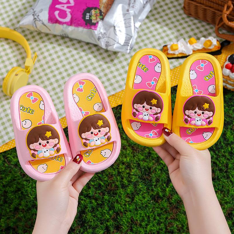 Zapatillas para Niñas para niños verano TikTok mismo estilo súper caliente baño interior y exterior antideslizante desgaste exterior zapatillas planas de aspecto alto