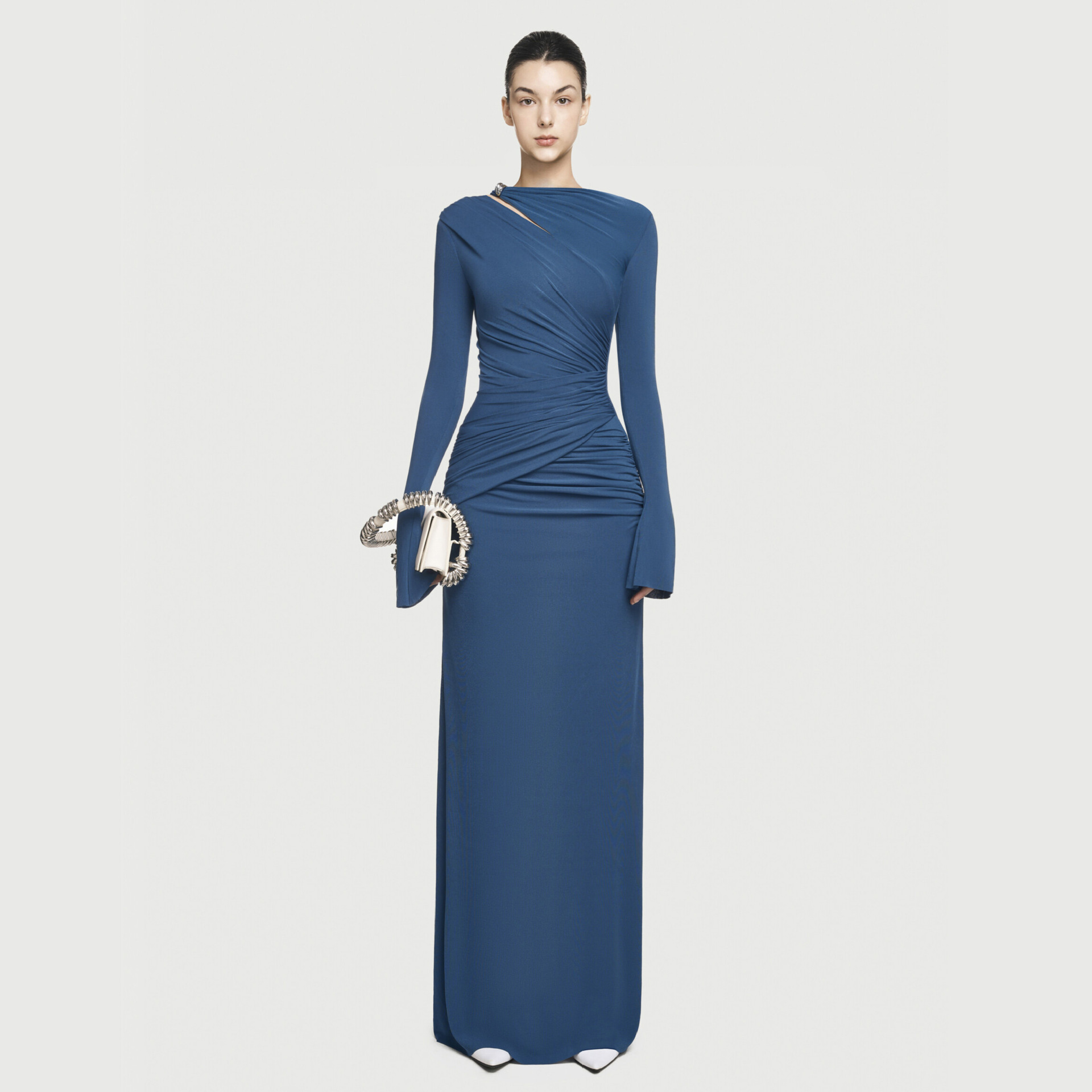 Fronteras europeas y estadounidenses otoño y invierno nueva moda de mujer hueco plegado falda de color sólido temperamento simple falda delgada image 3